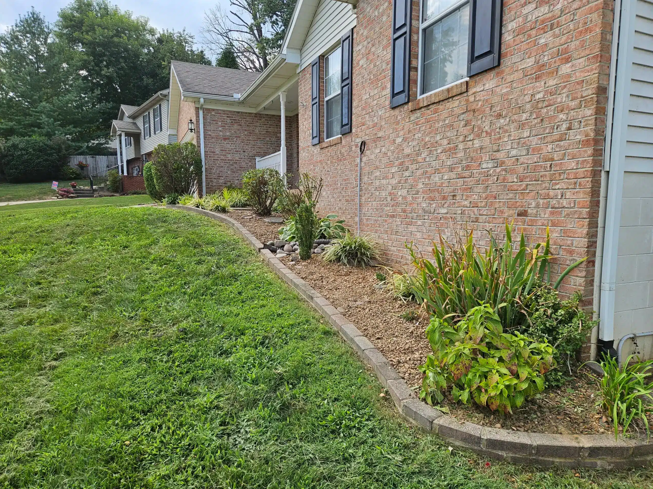 Side of house after finished yard work